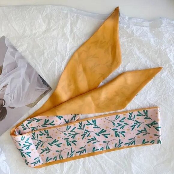 LEAFY PRINT RIBBON SCARF - Picture 1 of 2